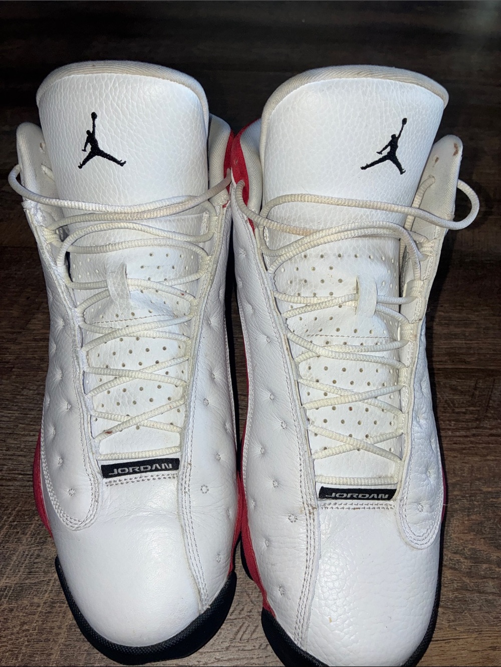 Jordan Chicago 13s White and Red Retro Basketball Sneakers